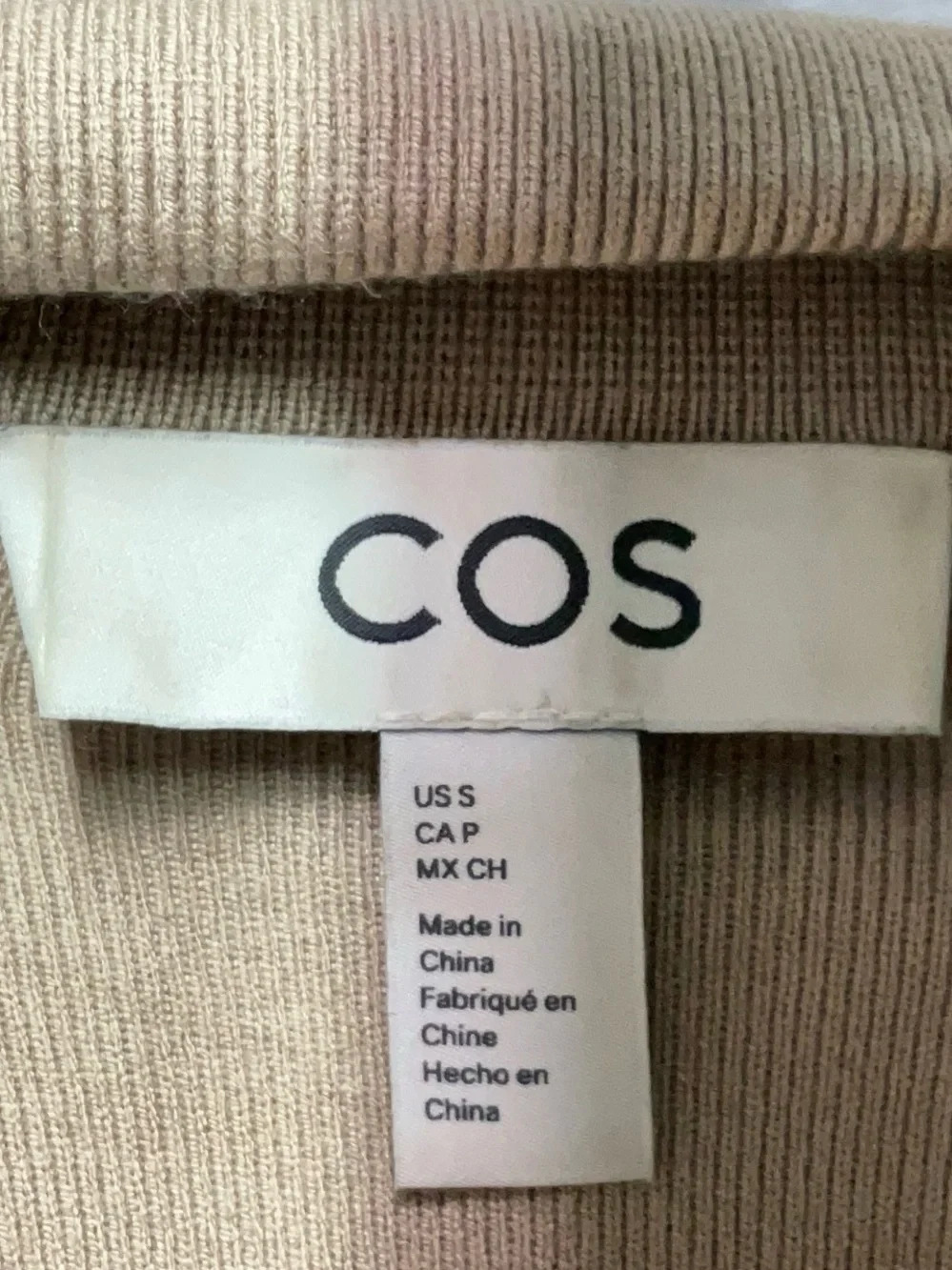 COS Taupe Zip-Front Sweater